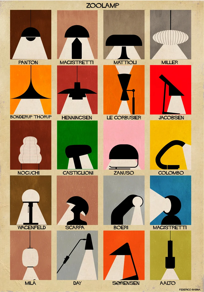 federico babina reimagines iconic designer lamps as animals in latest illustration series  Illustrations freelancer