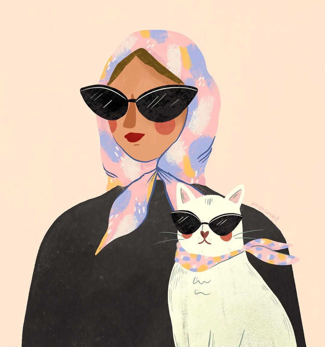 Cat Illustration | Cat Lady Art Prints | wallflower  Illustrations freelancer