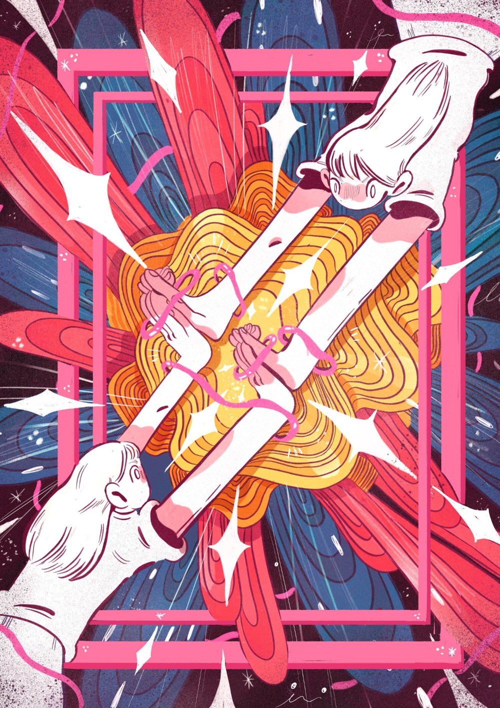 Illustrations by Katie Hicks that explore self-destructive tendencies and creative burnout  Illustrations freelancer