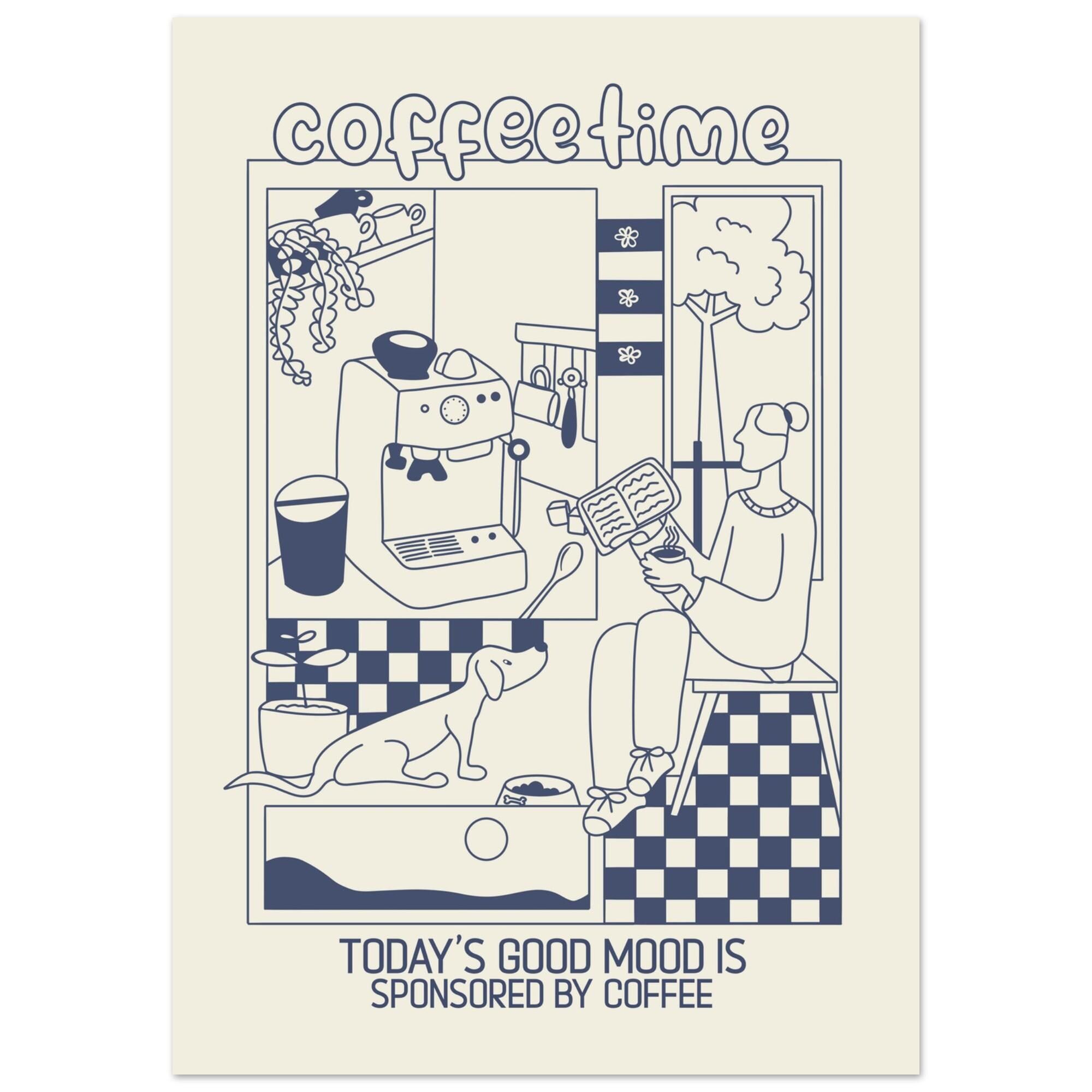 Coffeetime Poster – Cozy Coffee Corner Wall Art, Minimalist Line Illustration, Relaxed Morning Mood Print  Illustrations freelancer